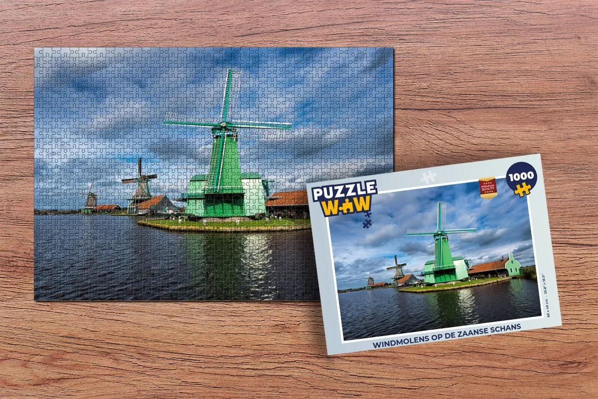 PuzzleWow Windmolens op de Zaanse Schans Legpuzzel 1000 Stuks - Multicolor