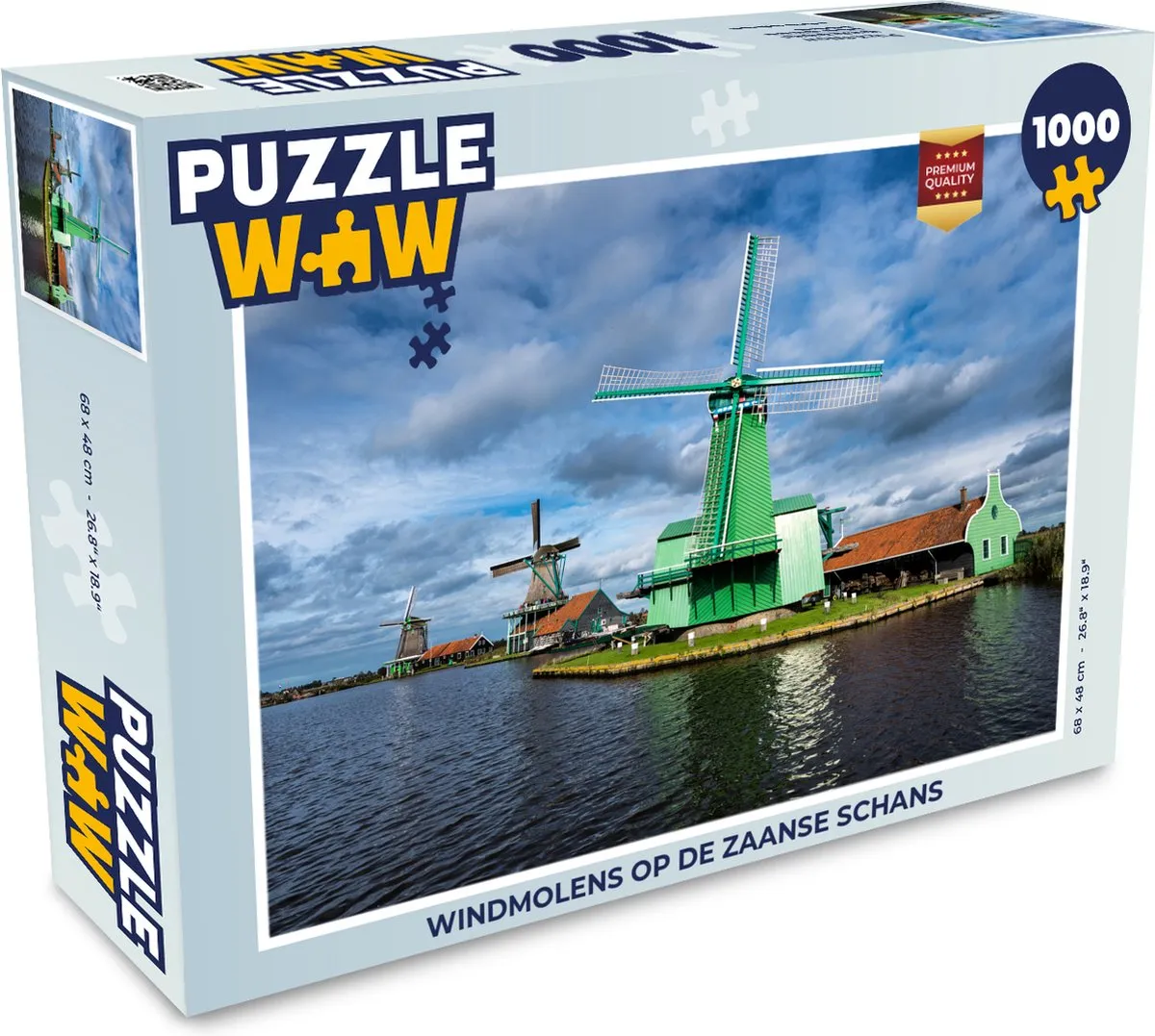 PuzzleWow Windmolens op de Zaanse Schans Legpuzzel 1000 Stuks - Multicolor