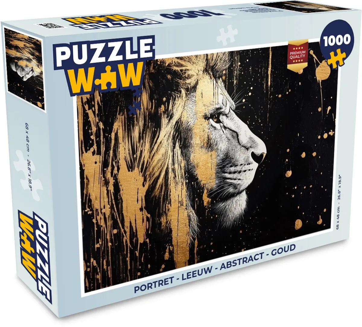 PuzzleWow Portret Leeuw Abstract Legpuzzel 1000 Stuks - Goud