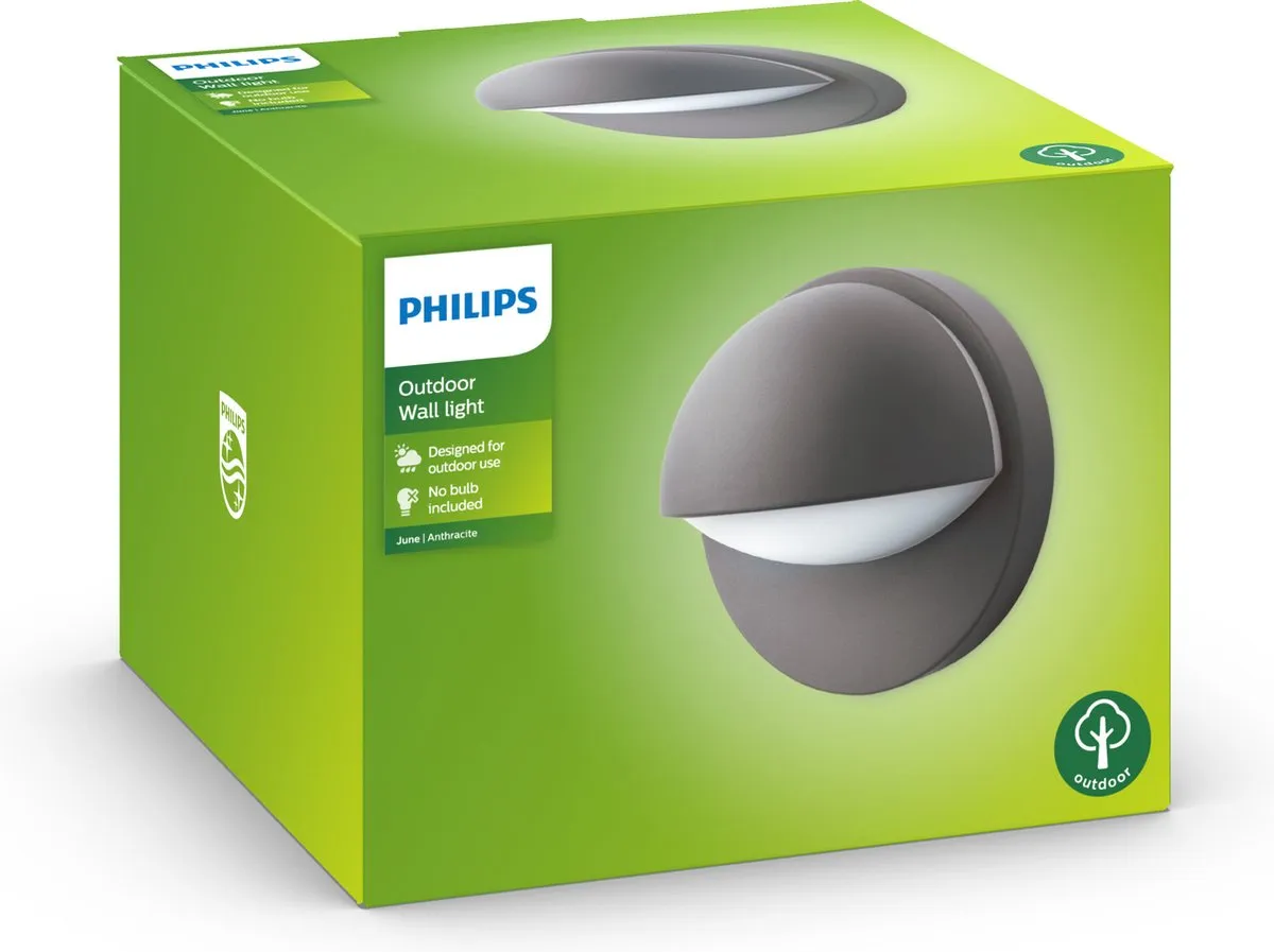Philips June Buitenwandlamp Antraciet - 1 Lichtpunt