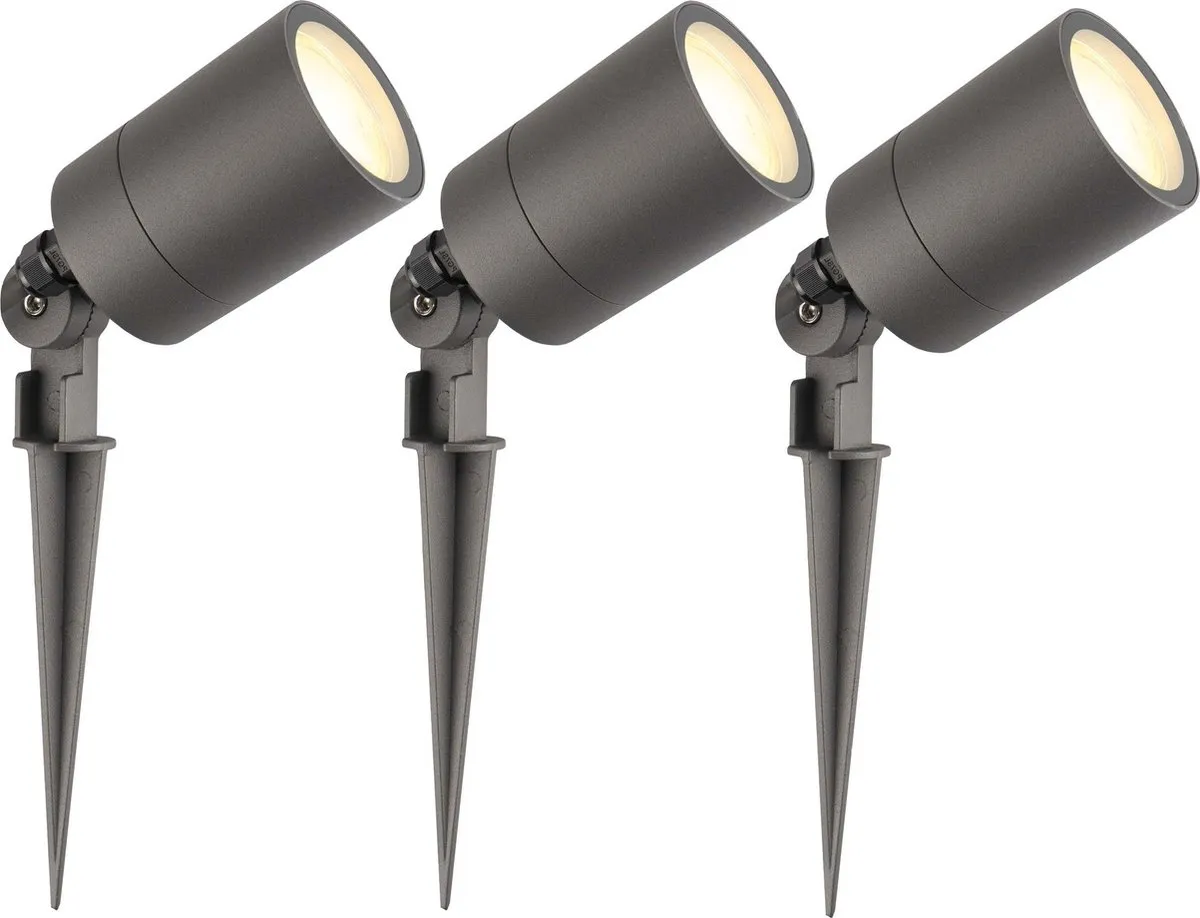 LEDVION 3x LED Prikspots Antraciet IP65 5W 2700K