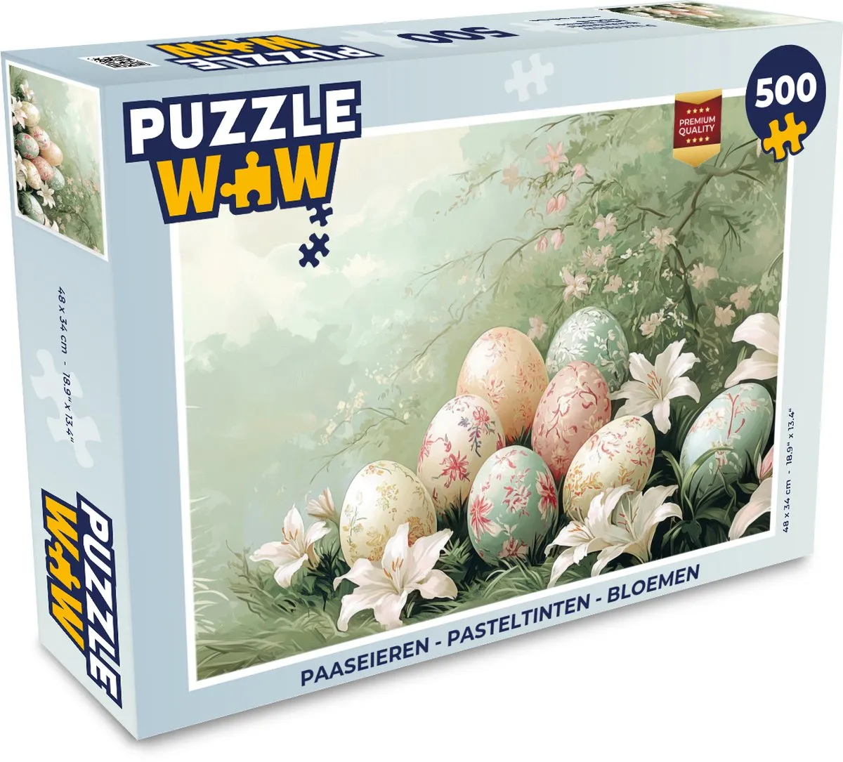 PuzzleWow Paaseieren Legpuzzel 500 Stuks - Vintage Groen