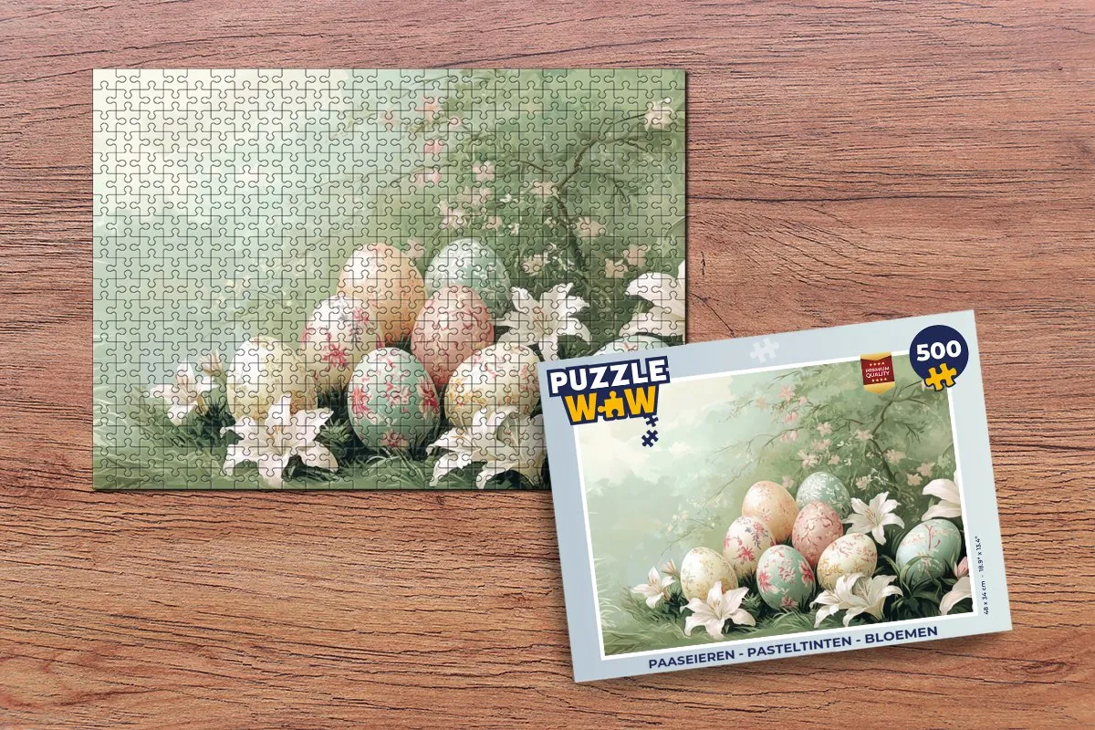 PuzzleWow Paaseieren Legpuzzel 500 Stuks - Vintage Groen