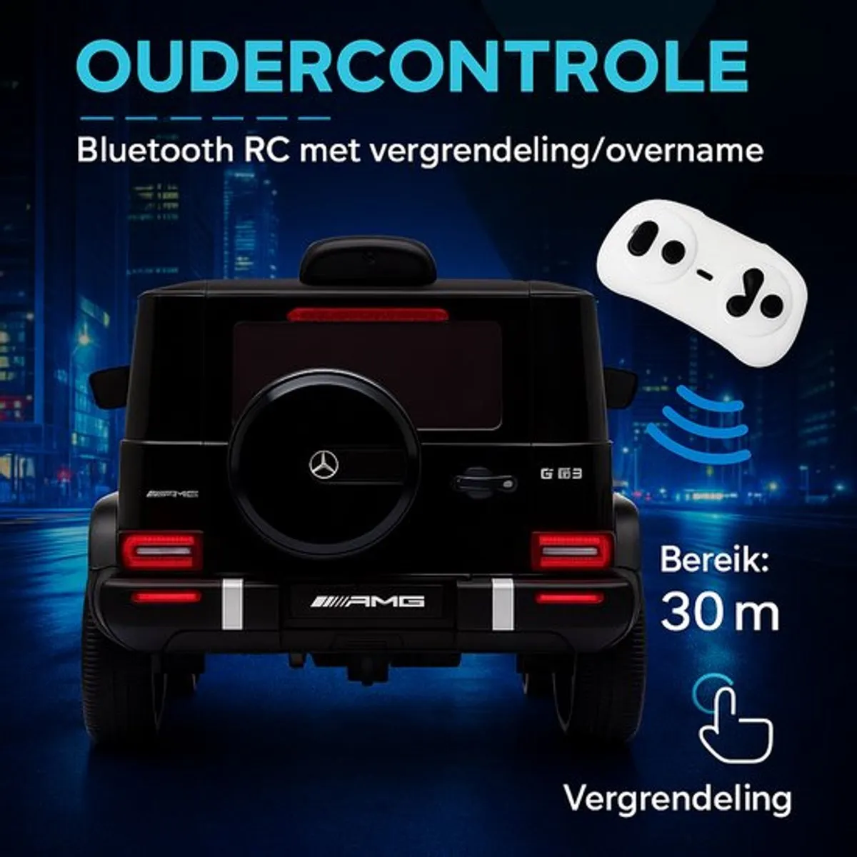 Mercedes G63 AMG - Elektrische Kinderauto 12V - 1 tot 5 jaar - Zwart