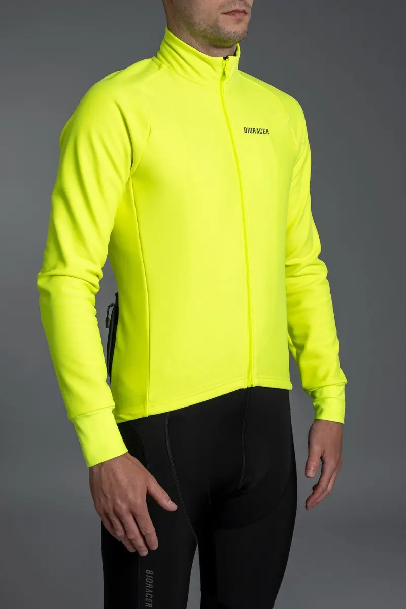 Bioracer Tempest Protect Pixel Wielerjas - Fluogeel - Winddicht & Thermisch - Maat S