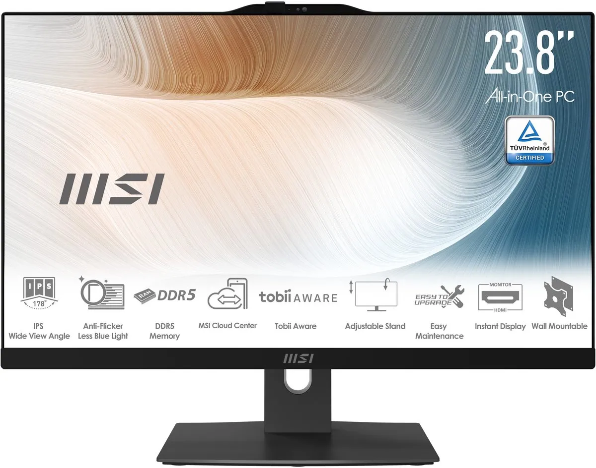 MSI Modern AM242TP 1M-1230EU Alles-in-één PC - 23,8" Touchscreen - 8GB/256GB - Zwart