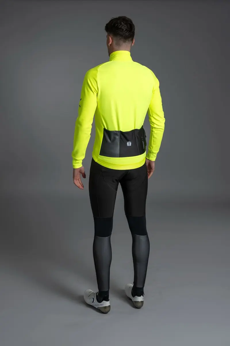 Bioracer Tempest Protect Pixel Wielerjas - Fluogeel - Winddicht & Thermisch - Maat M