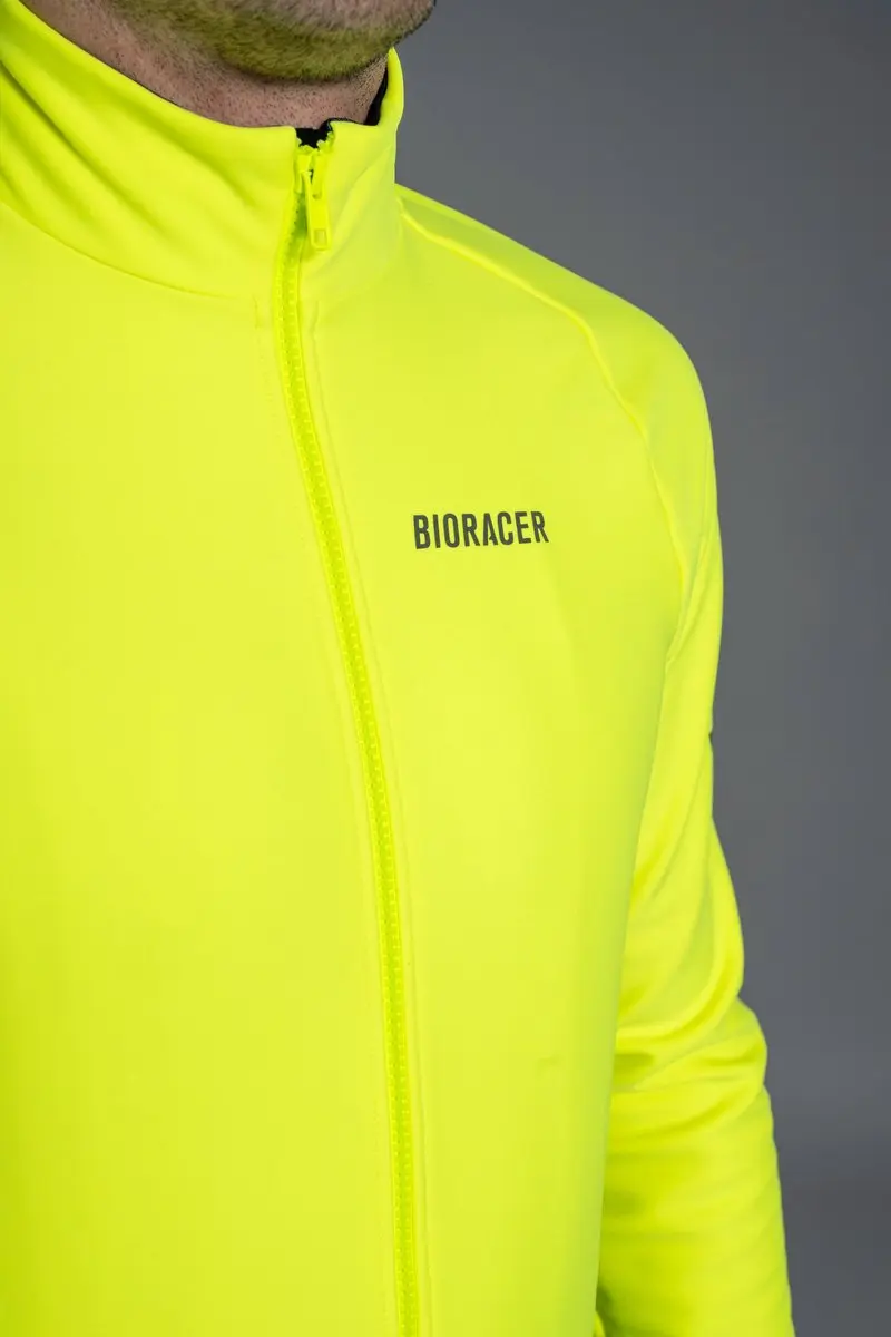 Bioracer Tempest Protect Pixel Wielerjas - Fluogeel - Winddicht & Thermisch - Maat M