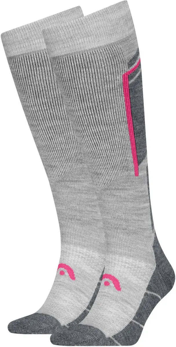 HEAD Skisokken Unisex Beginner Logo 2-Pack Grey / Raspberry