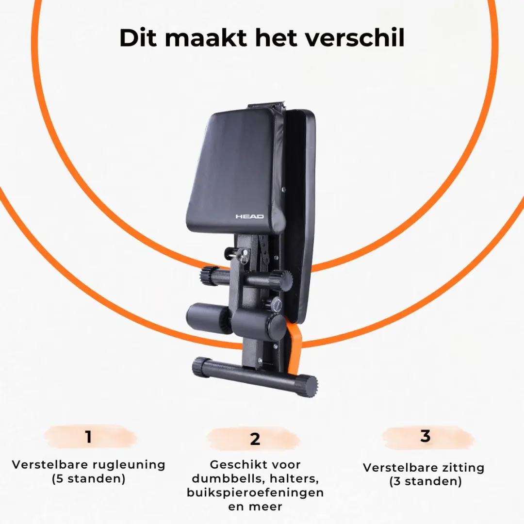 Head HA369 Verstelbare Fitnessbank - Zwart/Oranje