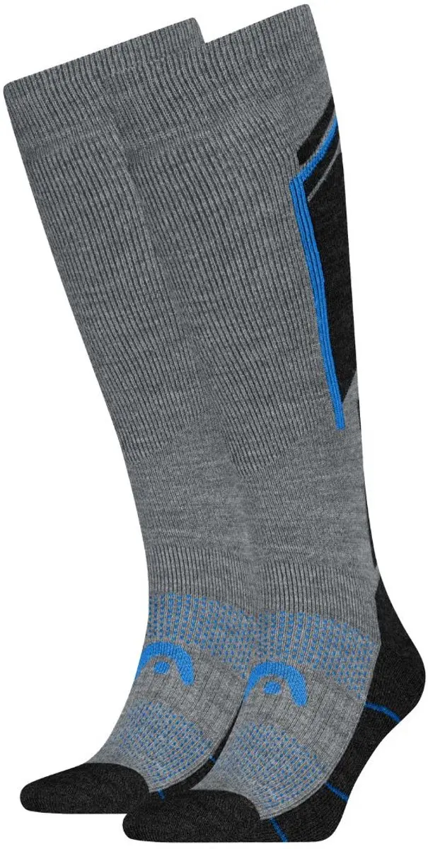 HEAD Skisokken Kneehigh 2-pack Mid Grey / Strong Blue-43/46