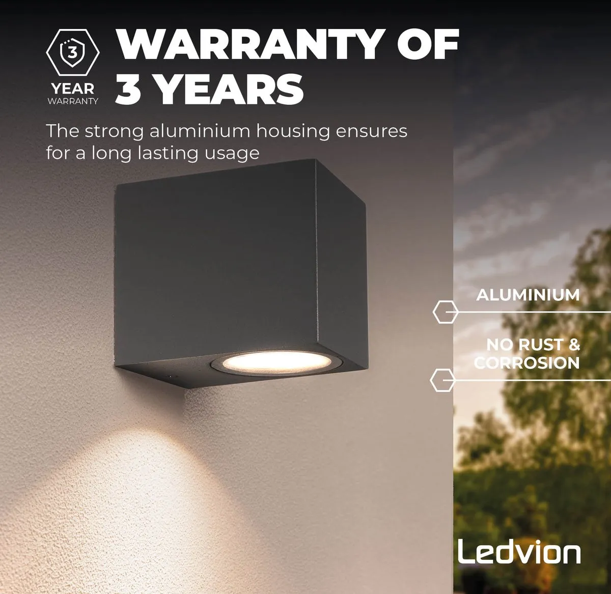 LEDVION Wandlamp Dimbaar 2x0.5W 2700K Antraciet - IP54