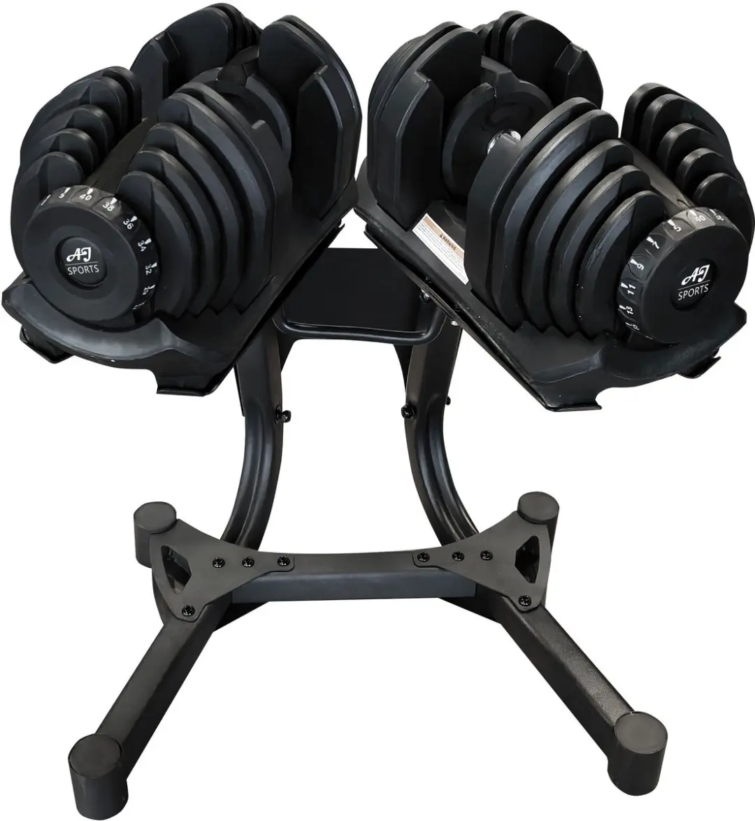AJ-Sports 2x 40kg verstelbare dumbbells inclusief vaste opbergsteun