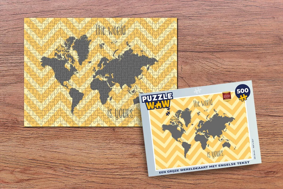 PuzzleWow Wereldkaart Legpuzzel 500 Stuks - Multicolor