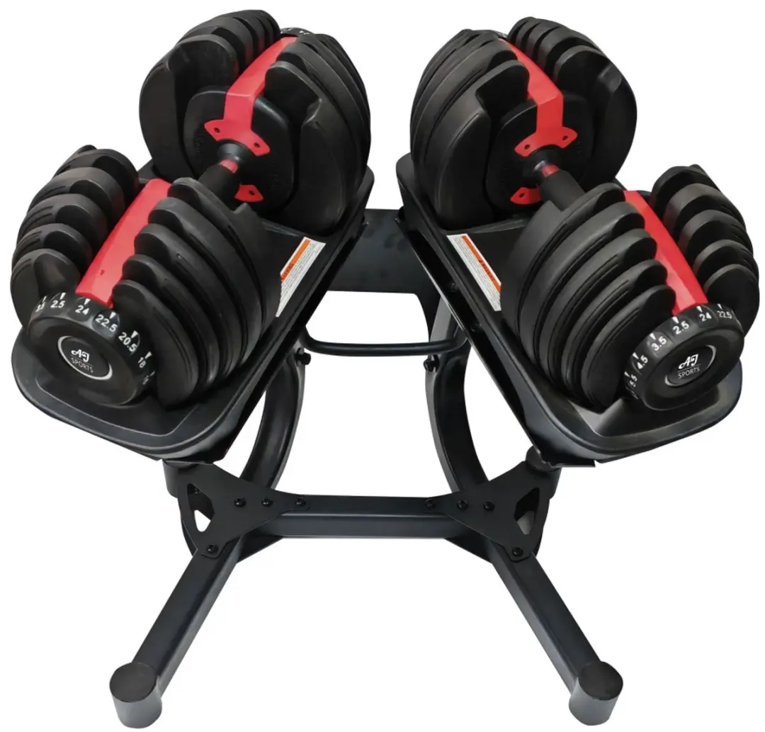 AJ-Sports verstelbare dumbbells 2x24kg inclusief vaste opbergsteun