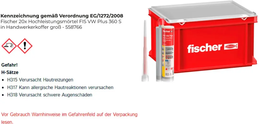 Fischer FIS VW Plus 360 S Mortel - 20 Stuks - afbeelding 5 van 6