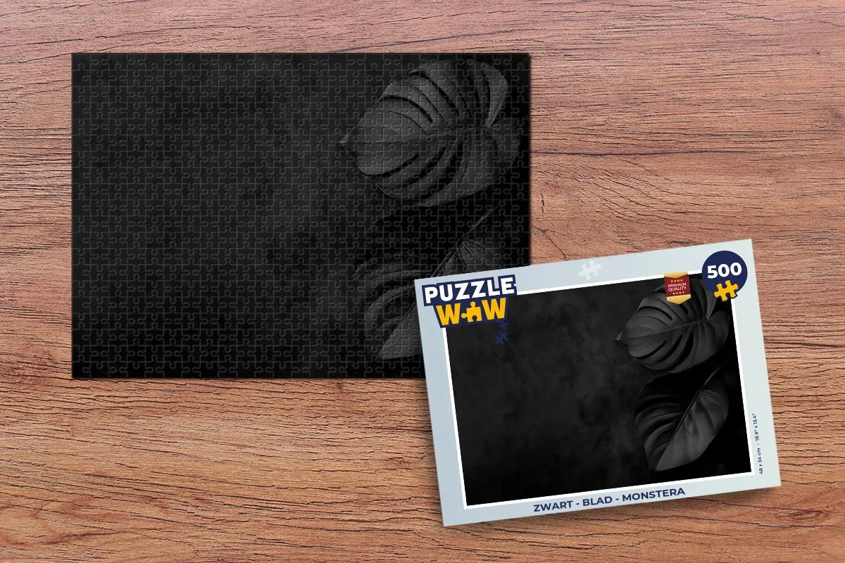 PuzzleWow Monstera Legpuzzel 500 Stuks - Zwart
