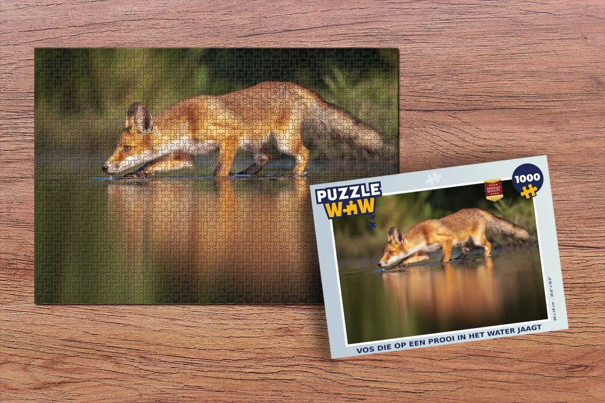 PuzzleWow Vos Jagen Water Legpuzzel 1000 Stuks - Multicolor