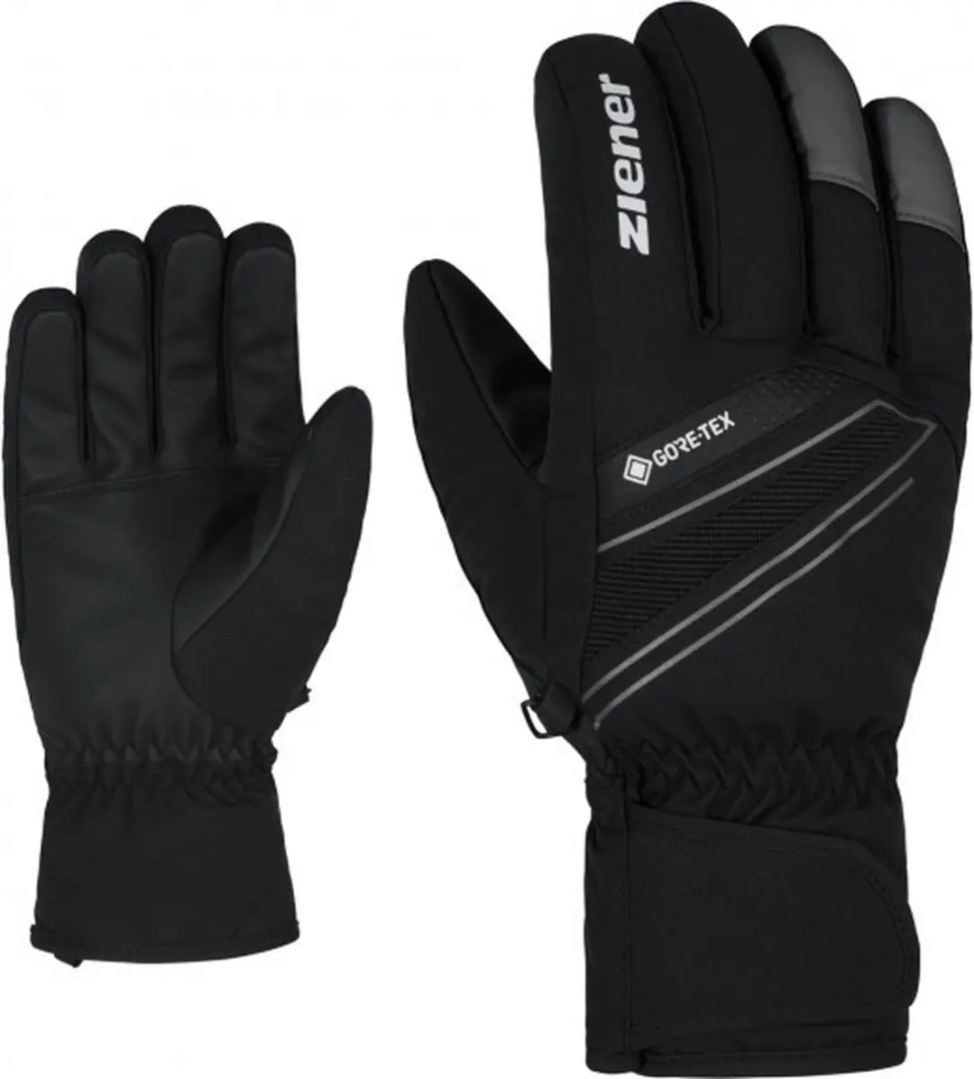 Ziener GUNAR GTX skihandschoenen heren Alpine 100% Zwart/Grijs