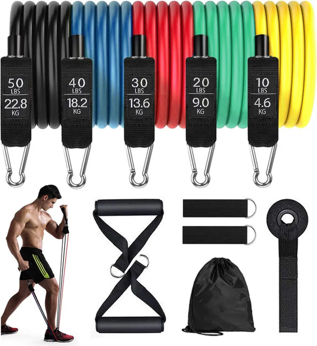 AJ-Sports Weerstandsbanden set met handvaten