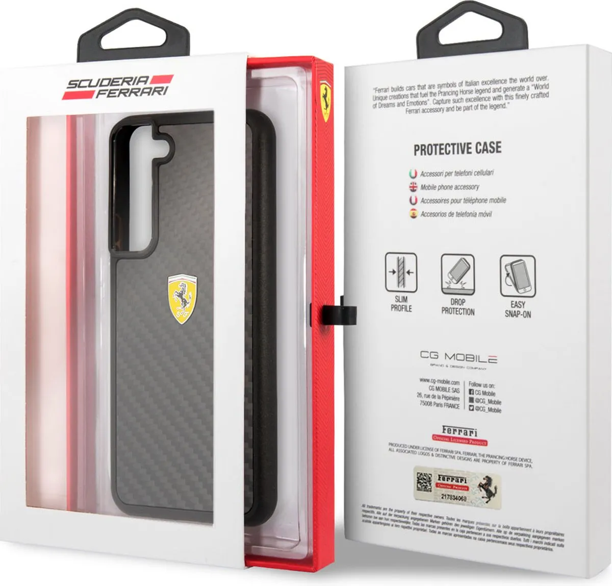 Ferrari Hoesje Samsung Galaxy S22+ - Effen Zwart Carbon