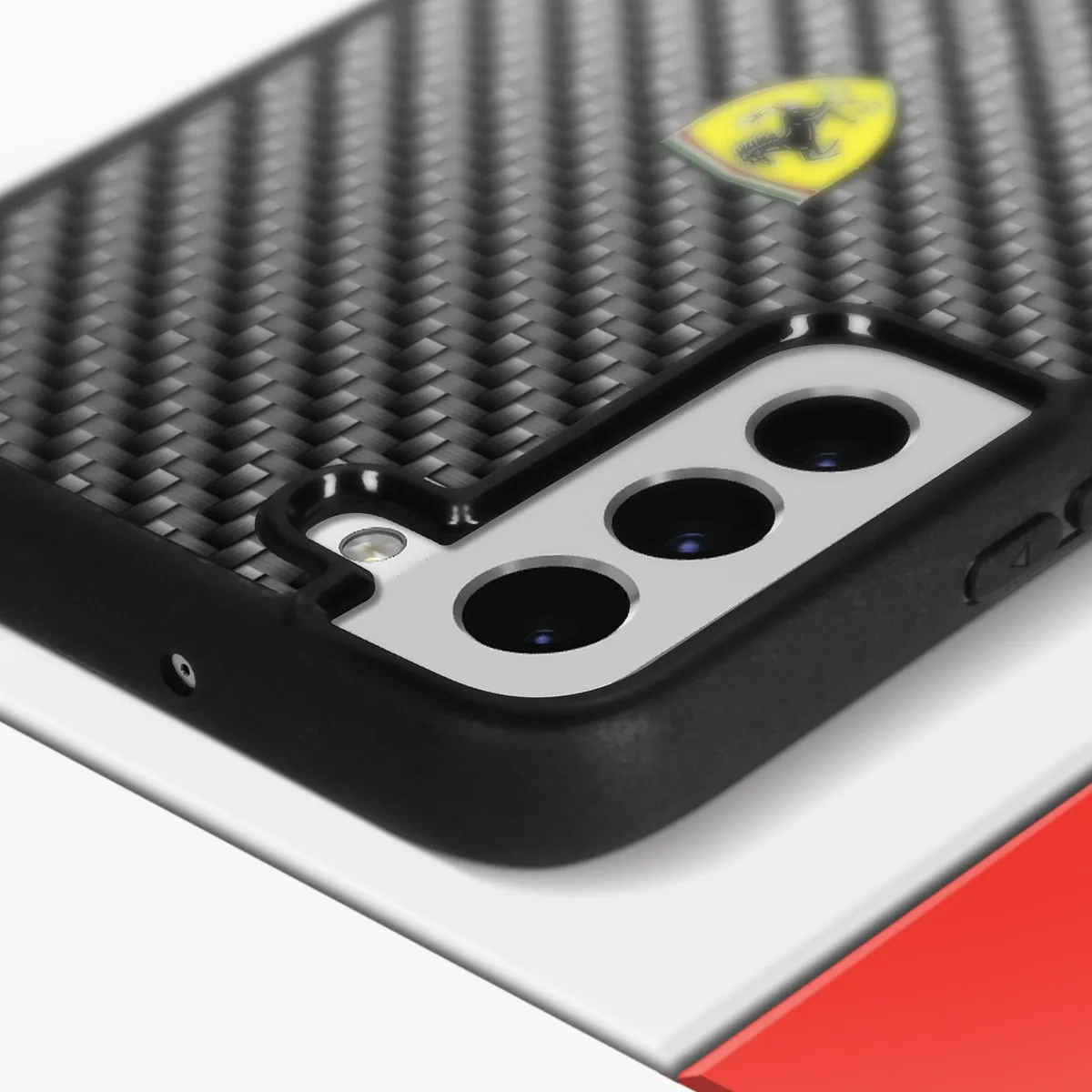 Ferrari Hoesje Samsung Galaxy S22+ - Effen Zwart Carbon