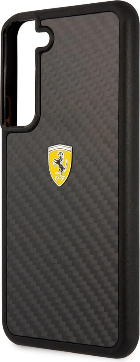 Ferrari Hoesje Samsung Galaxy S22+ - Effen Zwart Carbon