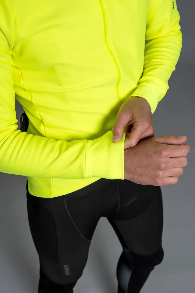Bioracer Tempest Protect Pixel Wielerjas - Winddicht & Thermisch - Fluogeel