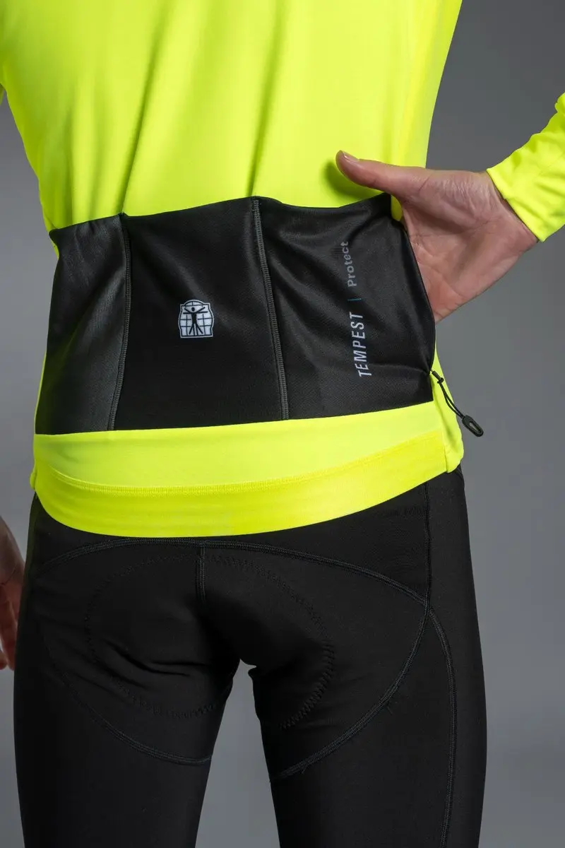 Bioracer Tempest Protect Pixel Wielerjas - Winddicht & Thermisch - Fluogeel