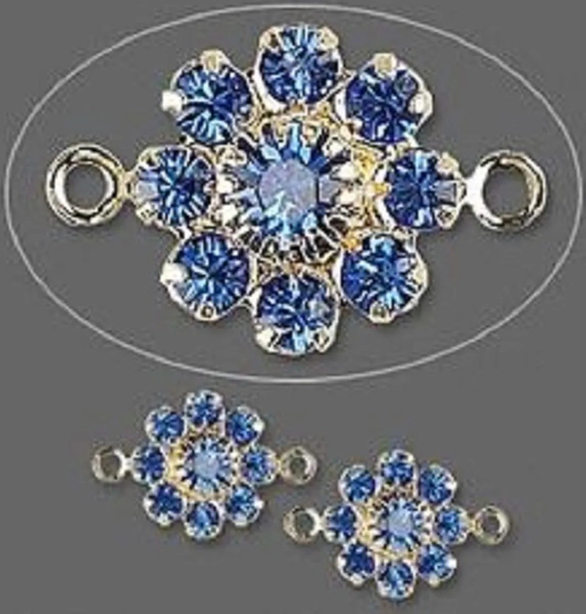 Swarovski Elements Verbindingscomponenten 12 Stuks - 10x16mm Goud met Sapphire