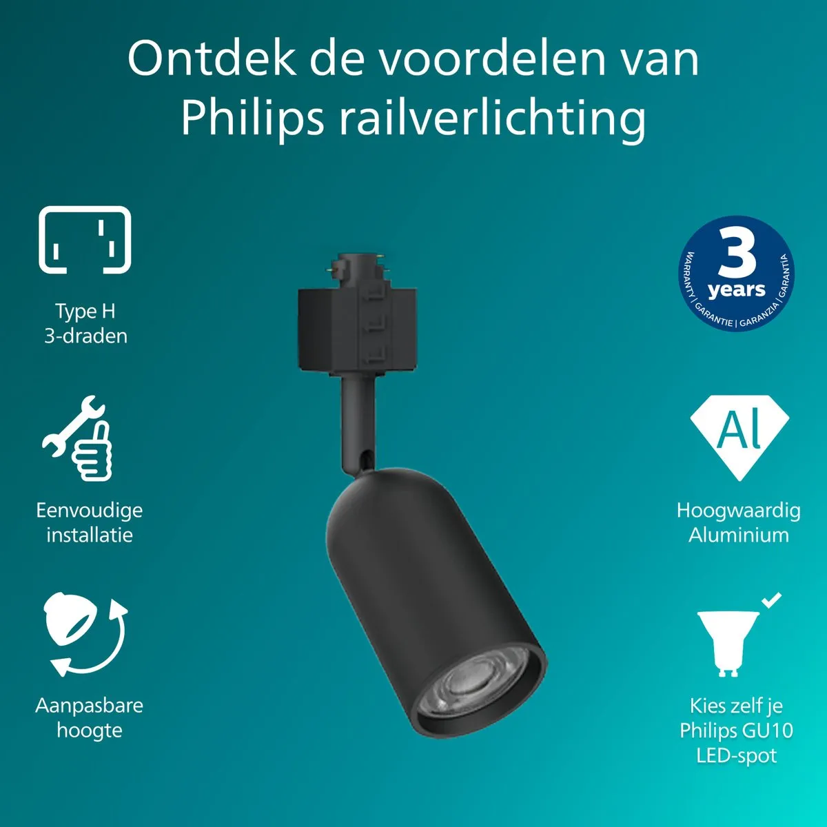 Philips LED EasyLink Shea Spot GU10 5W - Zwart