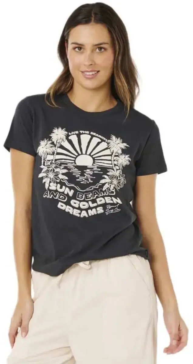 Rip Curl Sun Beams Standard T-shirt Met Korte Mouwen Zwart XS Vrouw