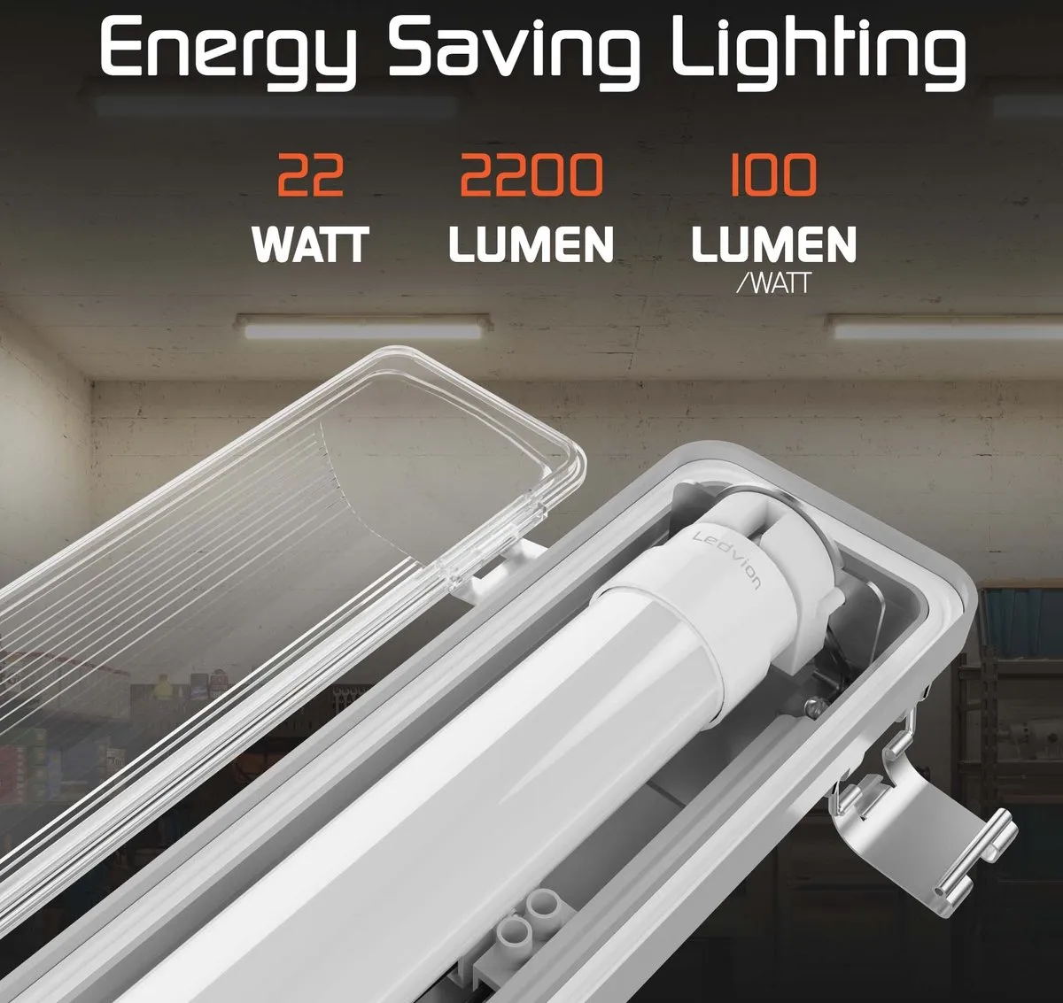 Ledvion LED TL Armatuur 150cm 18W 4000K - Grijs
