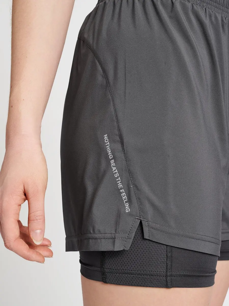Newline 2-in-1 Running Short Dames - donkergrijs