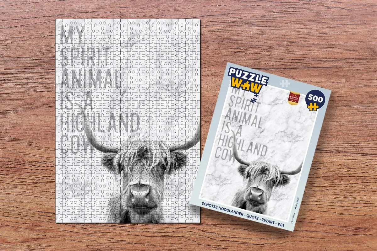 PuzzleWow Schotse Hooglander Quote Legpuzzel 500 Stuks - Multicolor