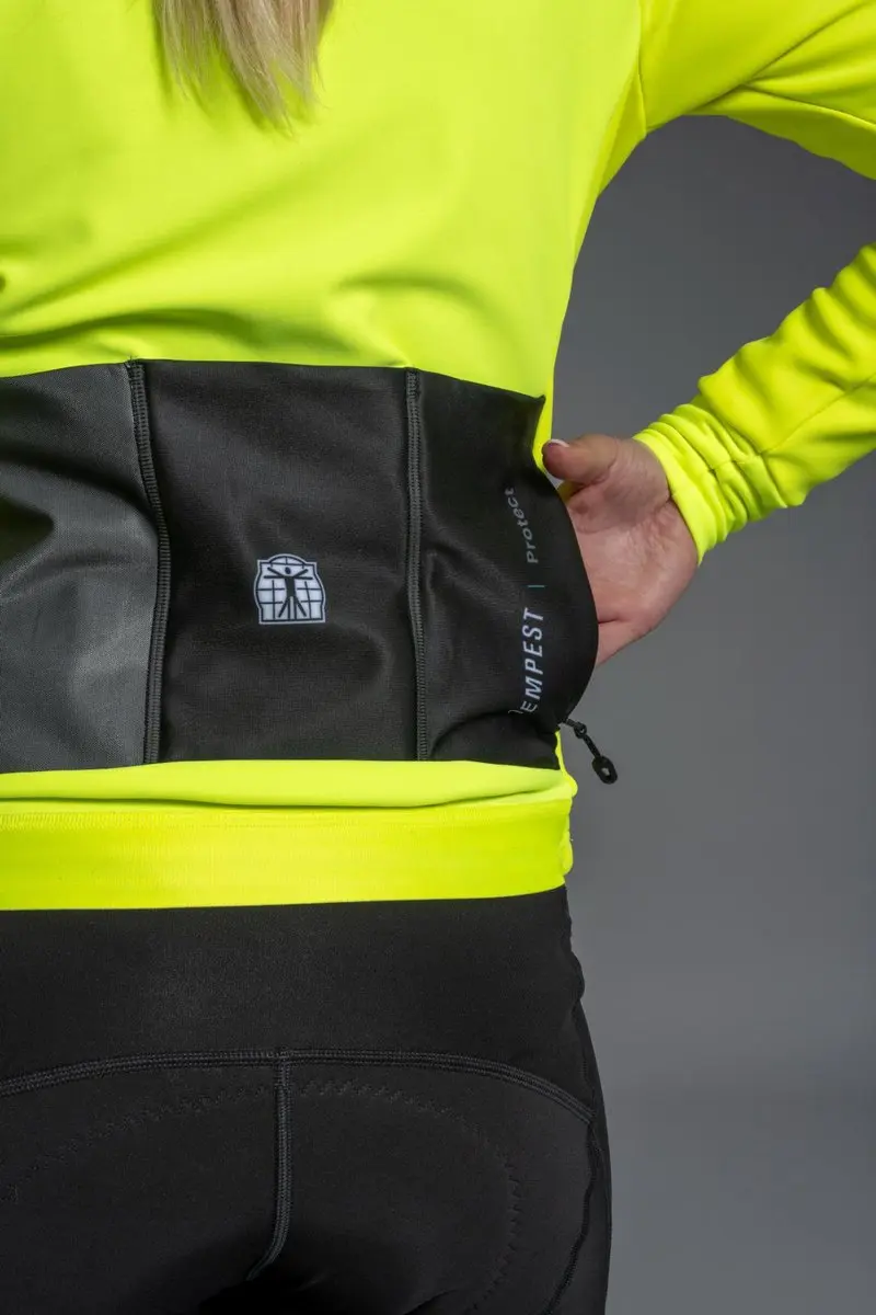 Bioracer Tempest Protect Pixel Wielerjas - Fluogeel - Winddicht & Thermisch - XL
