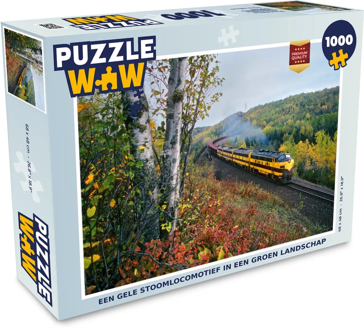 PuzzleWow Legpuzzel Een Gele Stoomtrein - 1000 Stuks - Multicolor