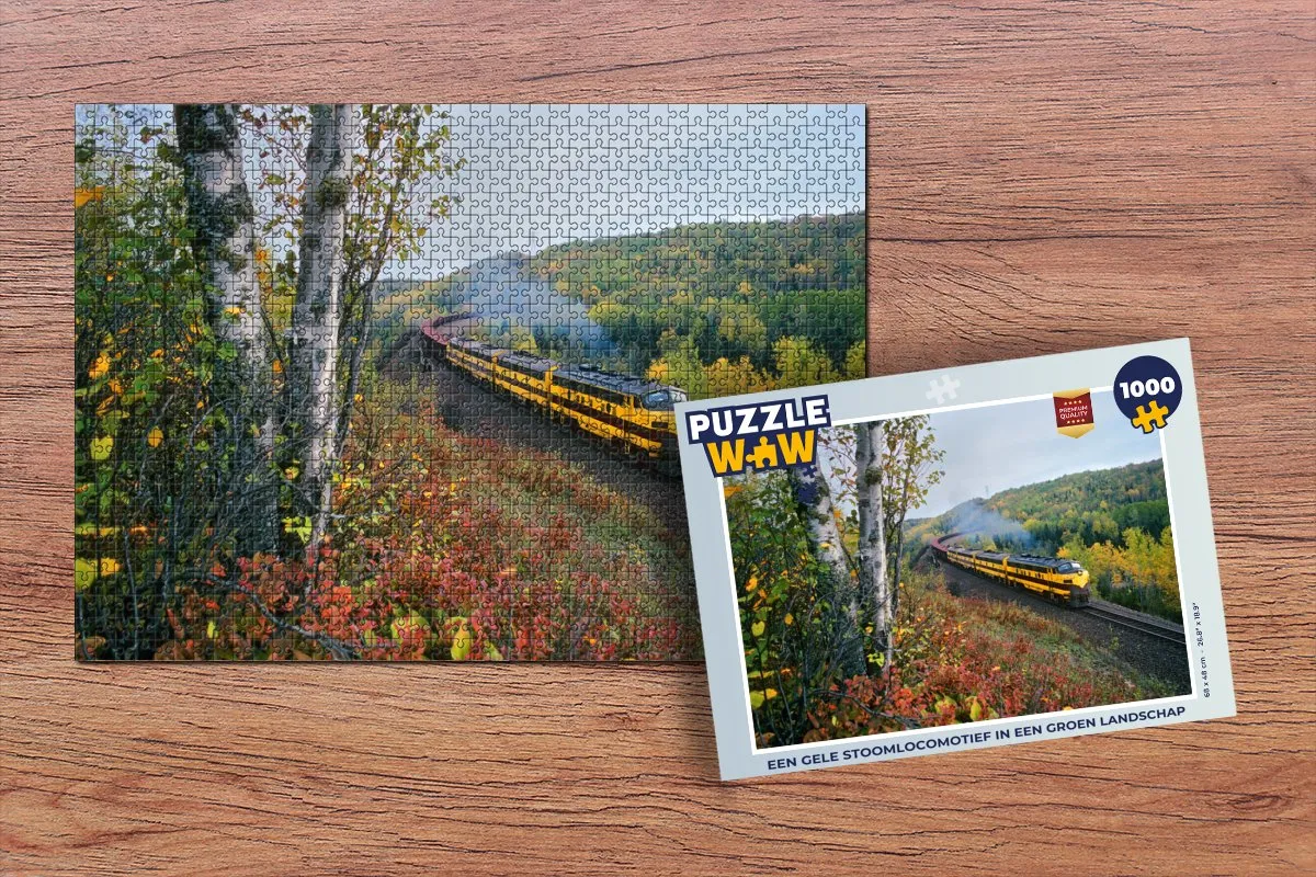 PuzzleWow Legpuzzel Een Gele Stoomtrein - 1000 Stuks - Multicolor