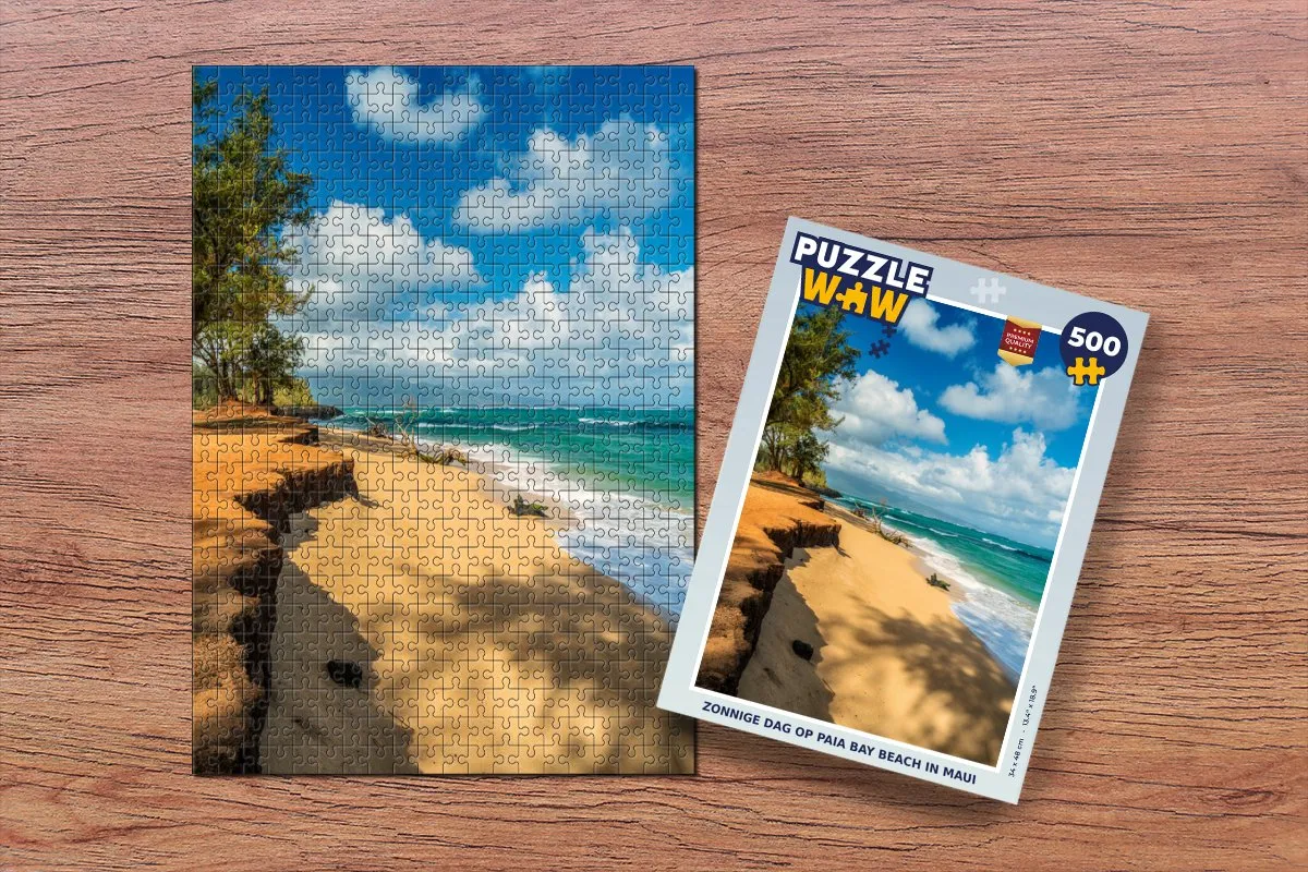 PuzzleWow Legpuzzel Zonnige dag op Paia Bay Beach - 500 Stuks - Multicolor