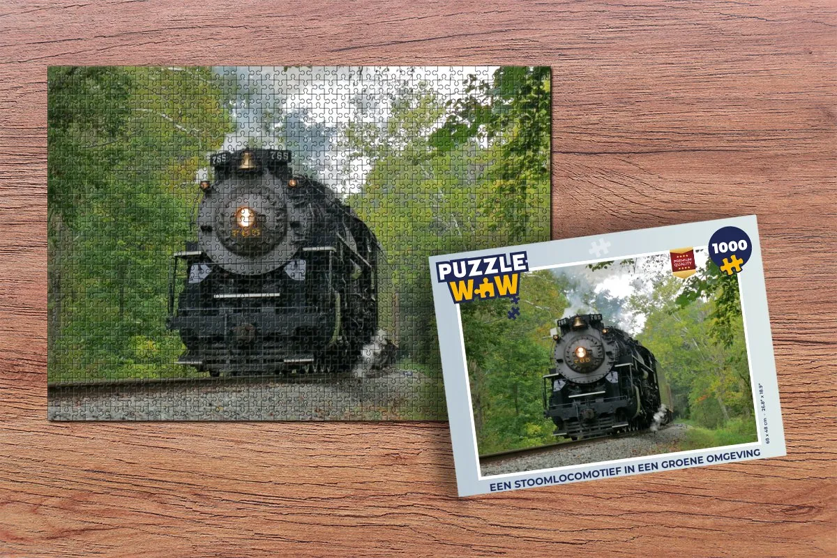 PuzzleWow Legpuzzel Stoomlocomotief Groene Omgeving 1000 Stuks - Multicolor