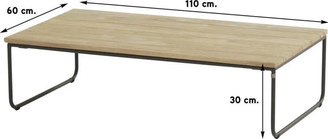 4 Seasons Outdoor Axel Koffietafel Teak 110x60cm - BruinAntraciet - afbeelding 2 van 6