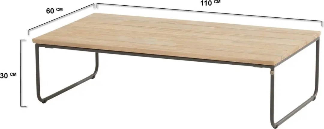 4 Seasons Outdoor Axel Koffietafel Teak 110x60cm - BruinAntraciet - afbeelding 6 van 6