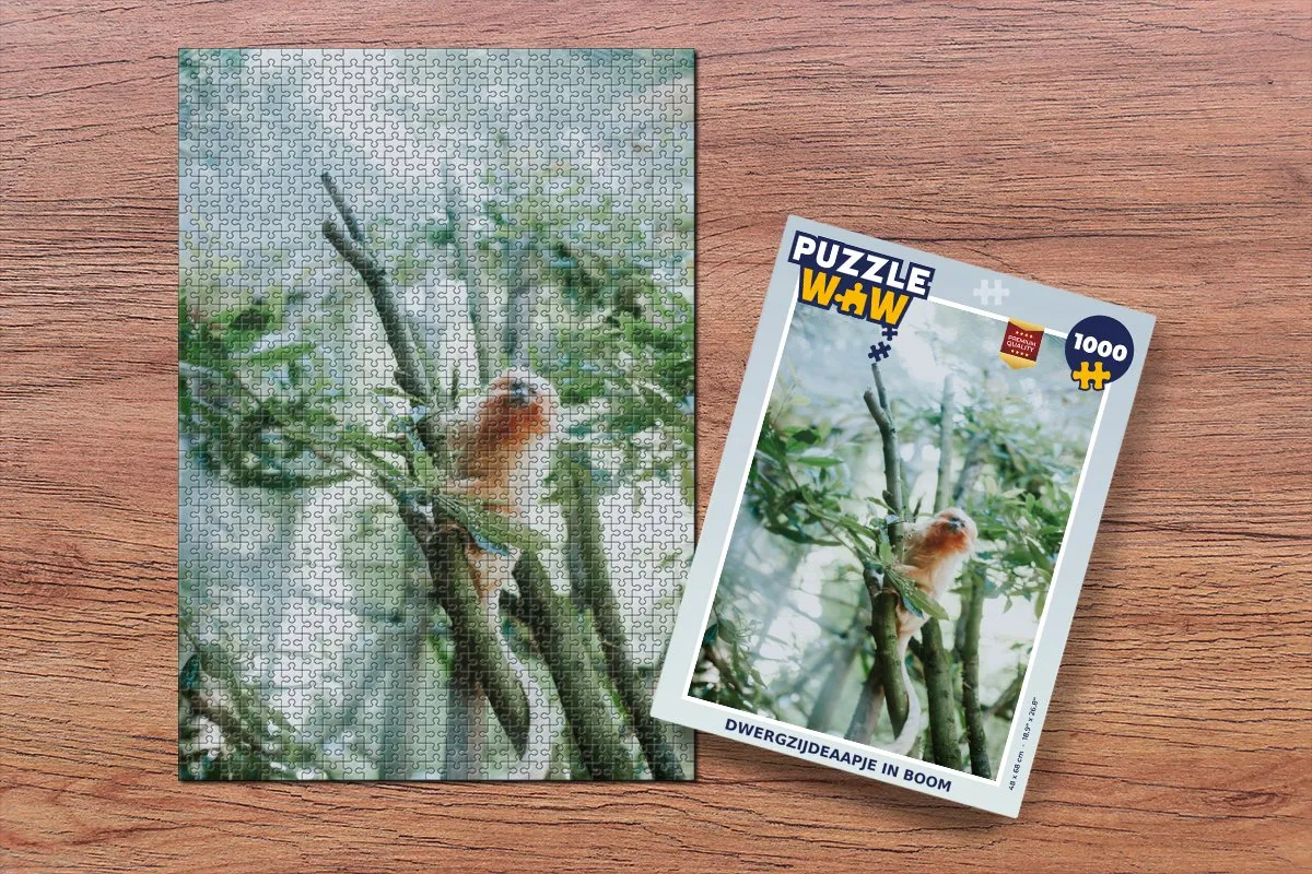 PuzzleWow Dwergzijdeaapje in Boom Legpuzzel 1000 Stuks - Multicolor