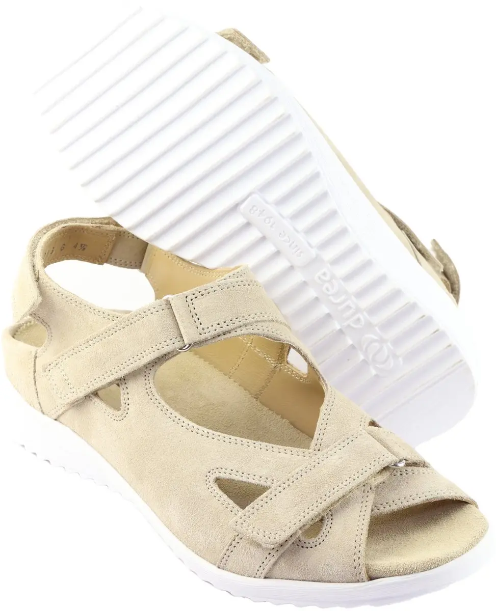 Durea 7419 G Platte Sandalen - 41 - Wit/beige
