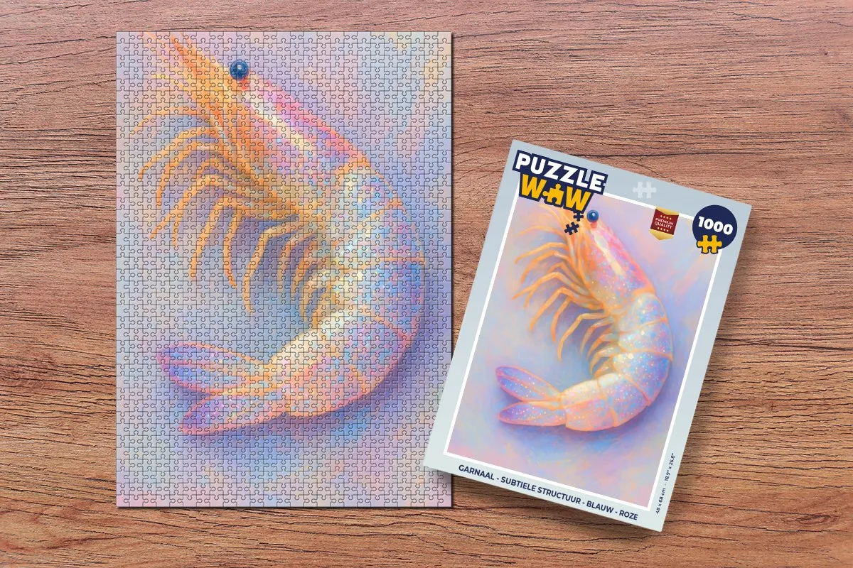 PuzzleWow Garnaal Legpuzzel 1000 Stuks - Blauw/Rozig