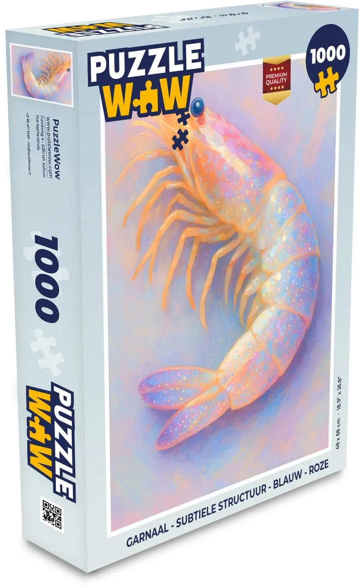 PuzzleWow Garnaal Legpuzzel 1000 Stuks - Blauw/Rozig