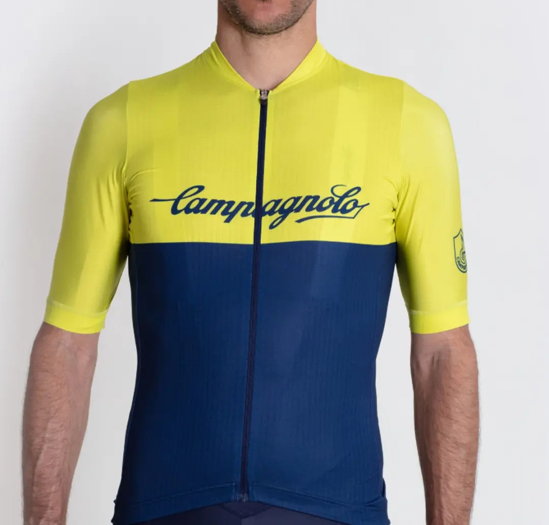 Campagnolo Fietsshirt korte mouwen Geel Blauw Heren