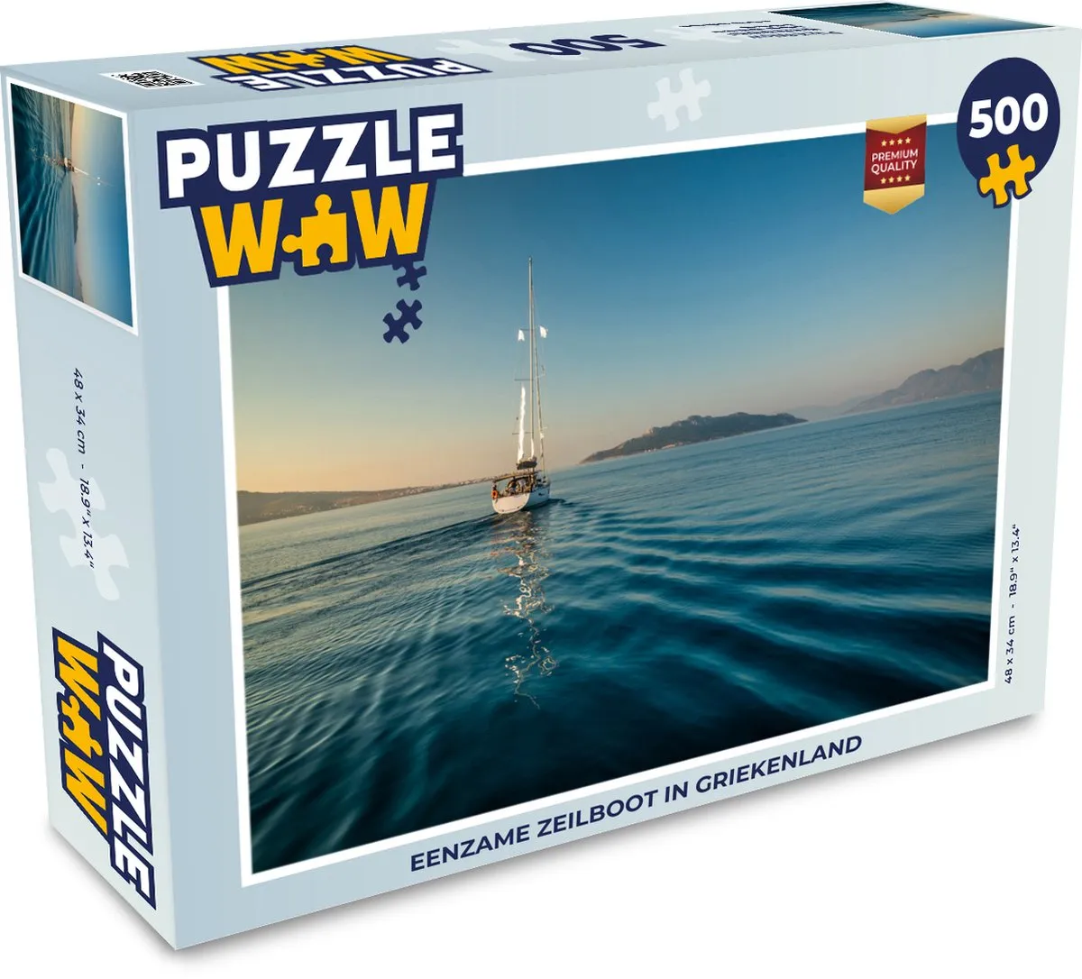 PuzzleWow Eenzame Zeilboot Griekenland Legpuzzel 500 Stuks - Multicolor