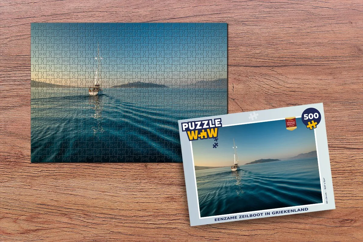 PuzzleWow Eenzame Zeilboot Griekenland Legpuzzel 500 Stuks - Multicolor