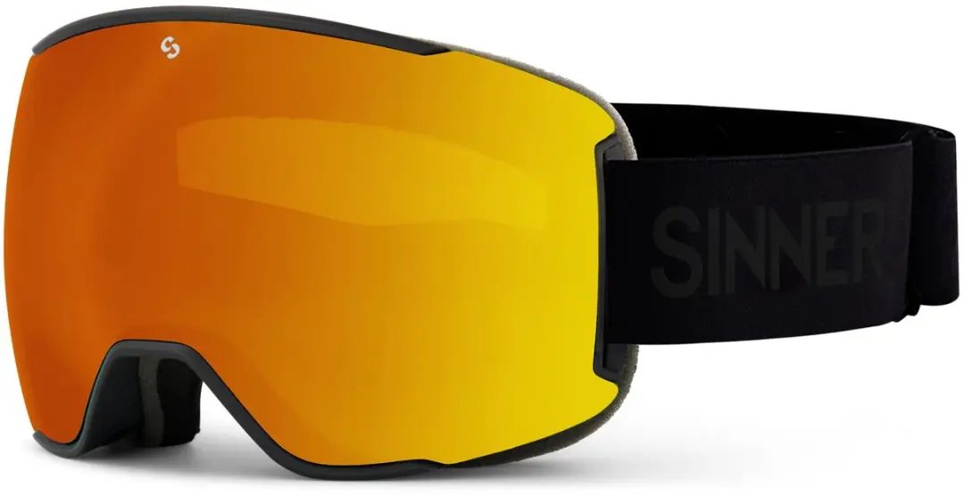 SINNER Snowflake Skibril - One Size - Matte Zwart - Roze Lens